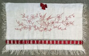 Vintage Redwork Pillow Topper