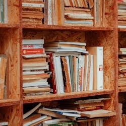 Photo by 🇻🇳🇻🇳Nguyễn Tiến Thịnh 🇻🇳🇻🇳 A cozy wooden bookshelf filled with a diverse collection of books in a home library.