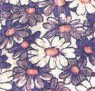 A pattern of hand-drawn daisies with white petals and pink centers, overlapping each other, set against a light background. Some flowers have a purple tint on the petals.