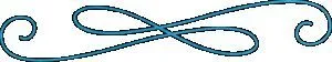 A thin blue decorative flourish with symmetrical loops and swirls, often used as a divider or embellishment in documents and designs.
